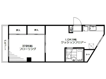 ＪＲ中央線 三鷹駅 徒歩7分 6階建 築38年(1LDK/4階)の間取り写真