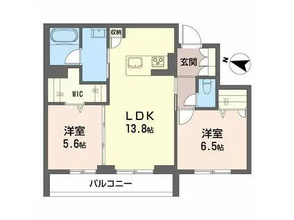 LA PALAIS VERT ラ・パレヴェール(2LDK/2階)の間取り写真