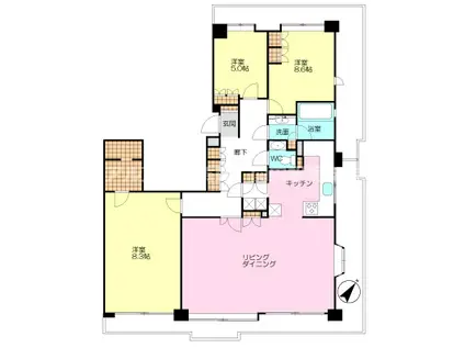 パークシティ本牧D棟(3LDK/5階)の間取り写真