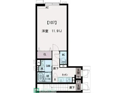イクシオ江北(1K/1階)の間取り写真