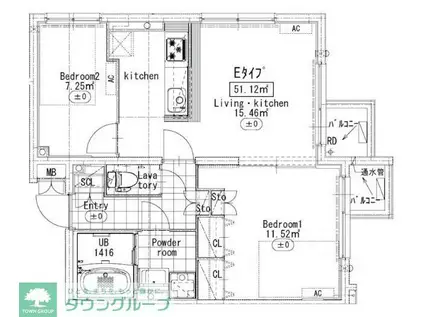 プライマル駒沢大学(2LDK/3階)の間取り写真