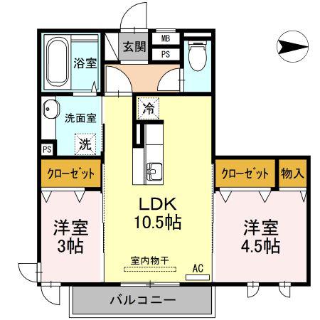 ブレイン・ゾーン(2LDK/2階)の間取り写真