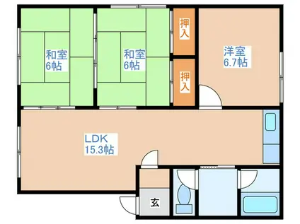 第5山崎コーポラス(3LDK/2階)の間取り写真