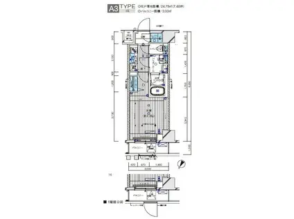 メインステージ横濱伊勢佐木III(1K/3階)の間取り写真
