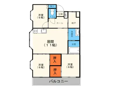 サンヴィレッジ西久保(3LDK/1階)の間取り写真