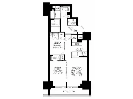 シティハウス目黒ザツインサウス棟(2LDK/11階)の間取り写真