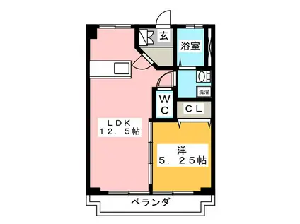 中秀ビル(1LDK/3階)の間取り写真
