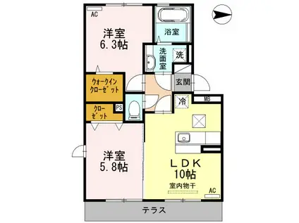 さくらめんと(2LDK/1階)の間取り写真