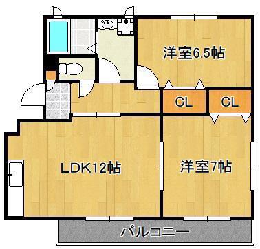 PRIM ROSE(2LDK/2階)の間取り写真