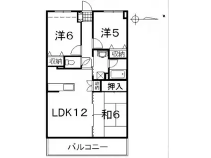 クニヒロマンションG(3LDK/1階)の間取り写真