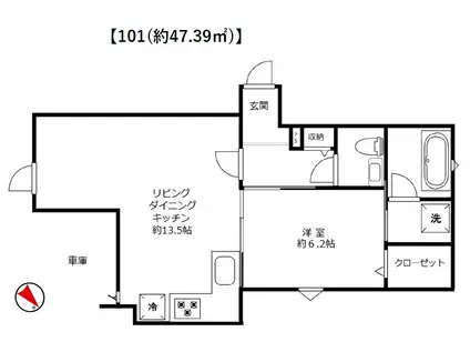 WISTARIA KAGURAZAKA(1LDK/1階)の間取り写真