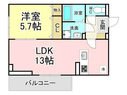 DーROOM本城東 A棟(1LDK/2階)の間取り写真