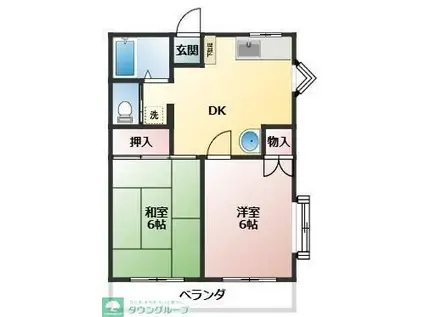 クレール45(2DK/1階)の間取り写真