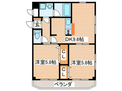 メープルI(2DK/1階)の間取り写真