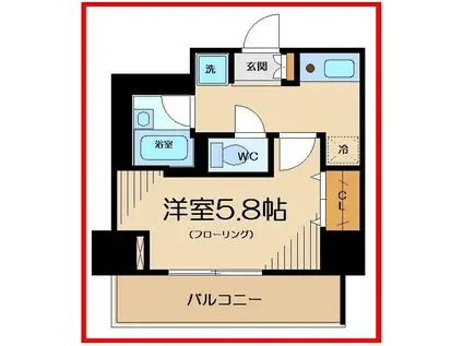 メゾン・ド・ピュア府中(1K/8階)の間取り写真