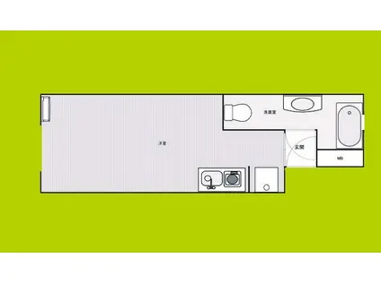 サンクアパルトマン(ワンルーム/2階)の間取り写真