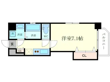 LC難波ミラージュ(1K/6階)の間取り写真