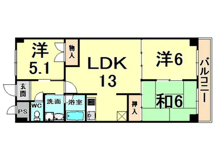 エルブリッジII(3LDK/2階)の間取り写真