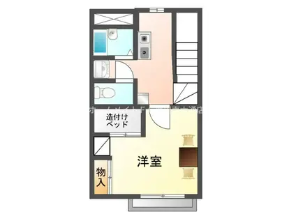 レオパレスウェーブトップ川花(1K/2階)の間取り写真