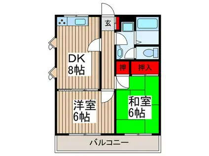 武蔵野ハイム(2DK/3階)の間取り写真