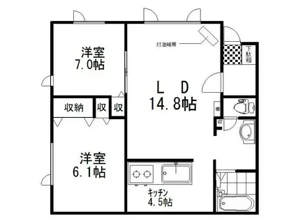 SKハイツ(2LDK/2階)の間取り写真