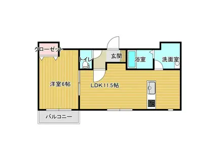 グランフィオーレA棟(1LDK/1階)の間取り写真