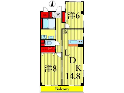 ヴェルドミール カシマ(2LDK/2階)の間取り写真