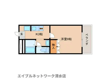 ルビコン(1K/1階)の間取り写真