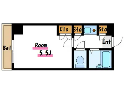 グリーンターフ南行徳(1K/5階)の間取り写真