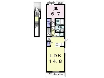 サン・イースト(1LDK/2階)の間取り写真
