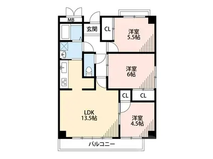 エマブル樫切山(3LDK/3階)の間取り写真