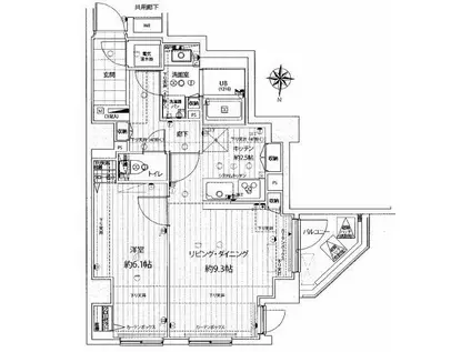 クアトロノーヴェ梅島(1LDK/2階)の間取り写真