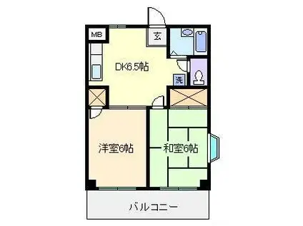 アーバンハイムよし田NO1(2DK/2階)の間取り写真