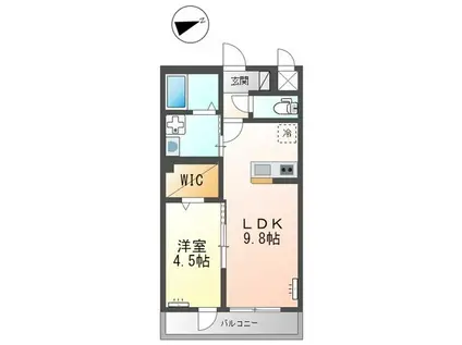 リヴソレイユ(1LDK/2階)の間取り写真