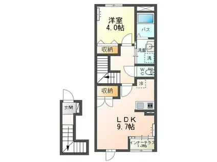 ヴァンベール六番館(1LDK/2階)の間取り写真