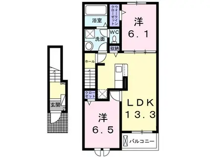 シェノンI(2LDK/2階)の間取り写真