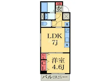 PACIFICA(1DK/2階)の間取り写真