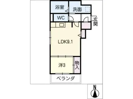 LECIEL CLAIR白壁(1LDK/3階)の間取り写真
