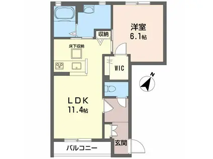 シャーメゾン中野開作B(1LDK/1階)の間取り写真