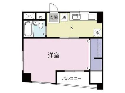 ビューパレス滝山(1K/3階)の間取り写真