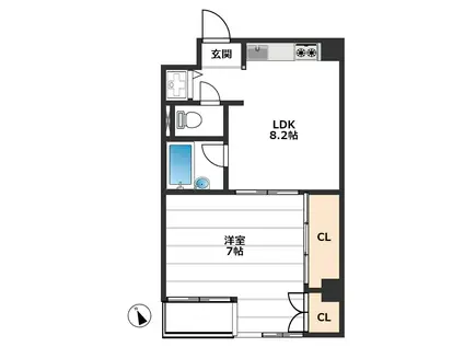 ガアデニア(1DK/2階)の間取り写真