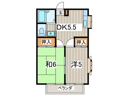 コーポ芹沢(2DK/2階)の間取り写真