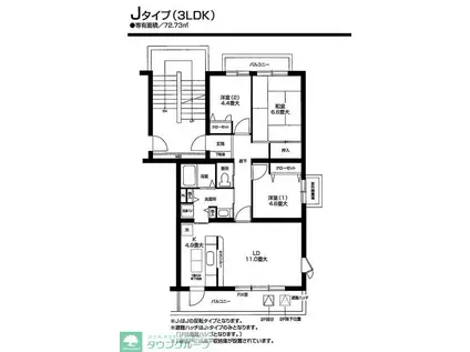 オクトス市ヶ尾2号棟(3LDK/1階)の間取り写真