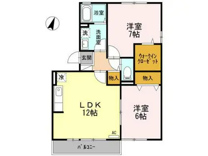 クレール友松(2LDK/2階)の間取り写真