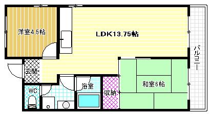 メゾン大邦国分(2LDK/3階)の間取り写真