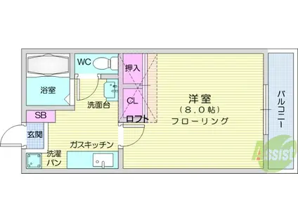 サンハイツ(1K/2階)の間取り写真