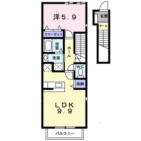 サニーレジデンスB(1LDK/2階)の間取り写真