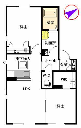 シャーメゾン・ヴィブレ2番館  A棟(2LDK/1階)の間取り写真