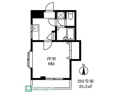 レジデンス自由が丘II(1K/2階)の間取り写真