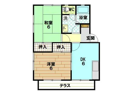 メゾンヒロモトE棟(2DK/1階)の間取り写真